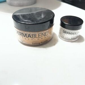 Dermablend Professional Setting Powder in Shade Warm Saffron and original.